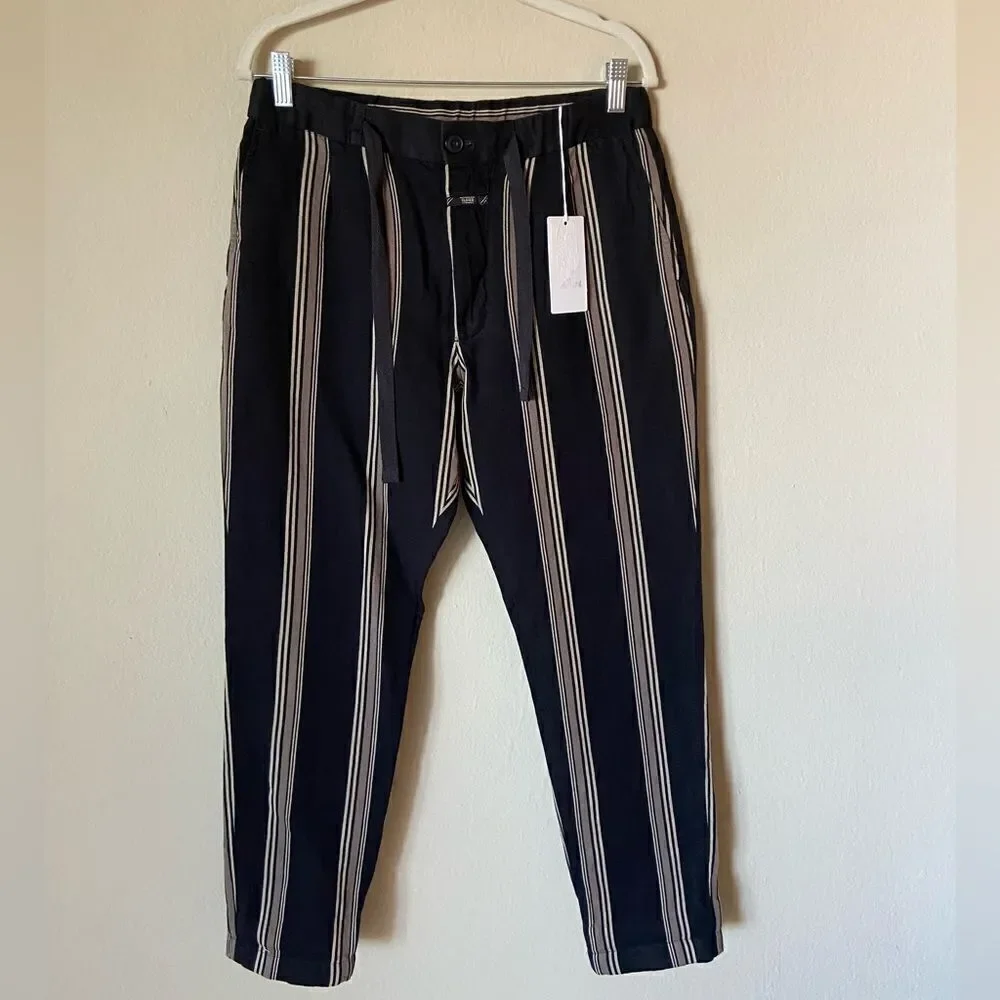 NWT Closed Vigo Blue Dress Pants Stripped Straight Leg Size 28